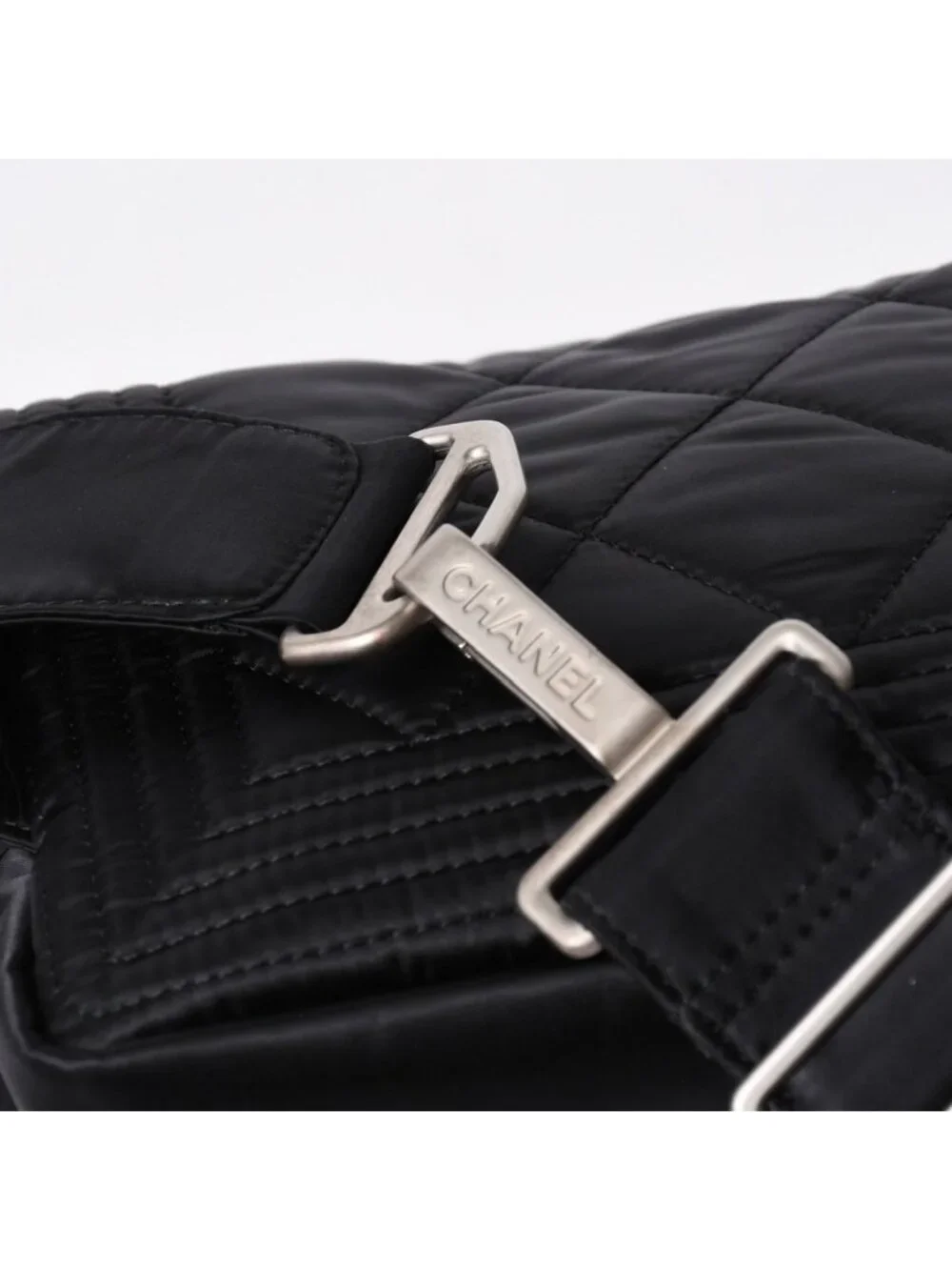 Chanel Sports Line Waist Bag CC Logo Nylon Black Matte Silver